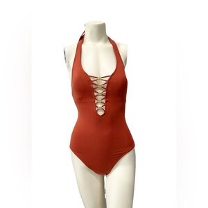 Bleu Rod Beattie One Piece Swimsuit Women’s 4  Cinnamon Strappy NWT $119